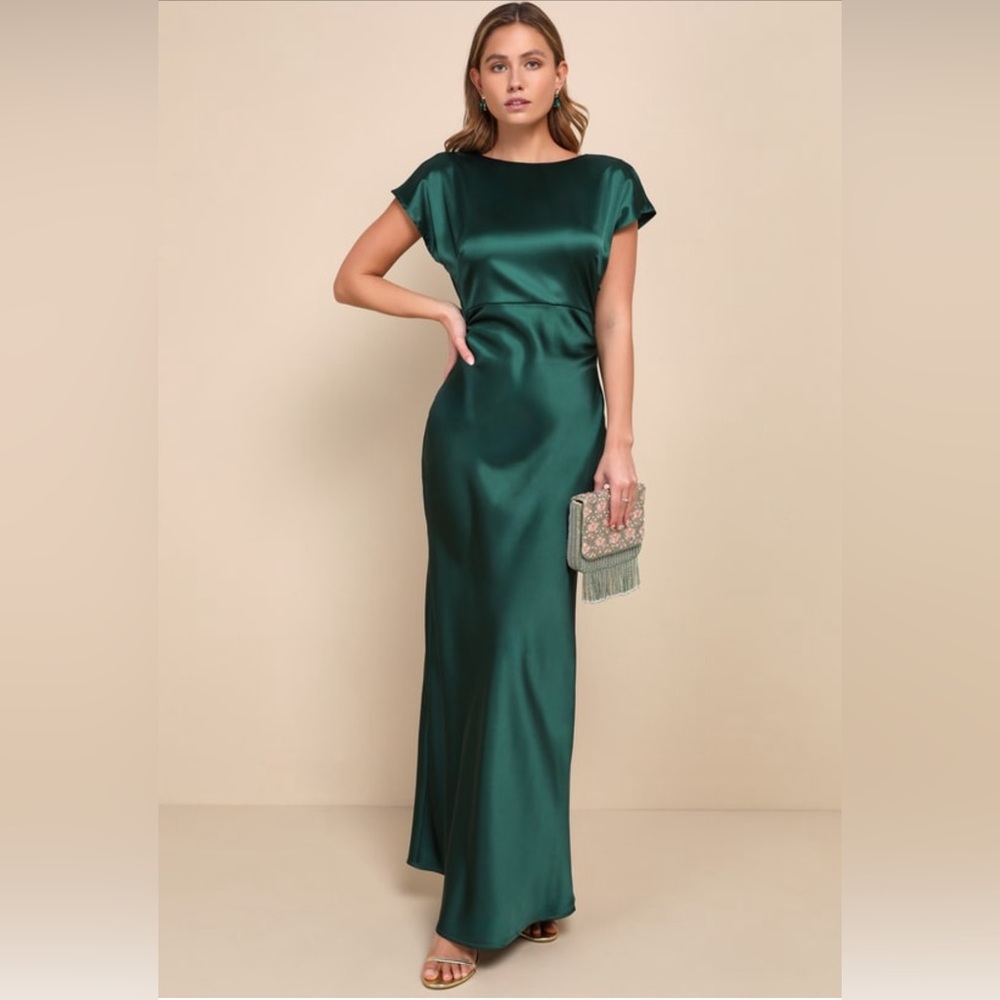 Green high neck cowl back gown from Lulus, never worn